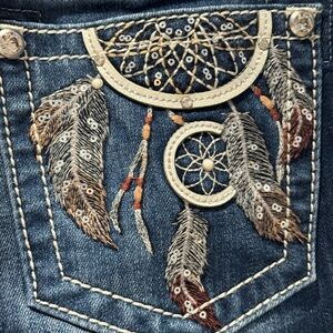 Miss Me Blue Boot Cut Jeans with Embroidered Dreamcatcher